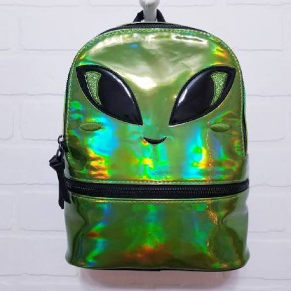 green alien backpack